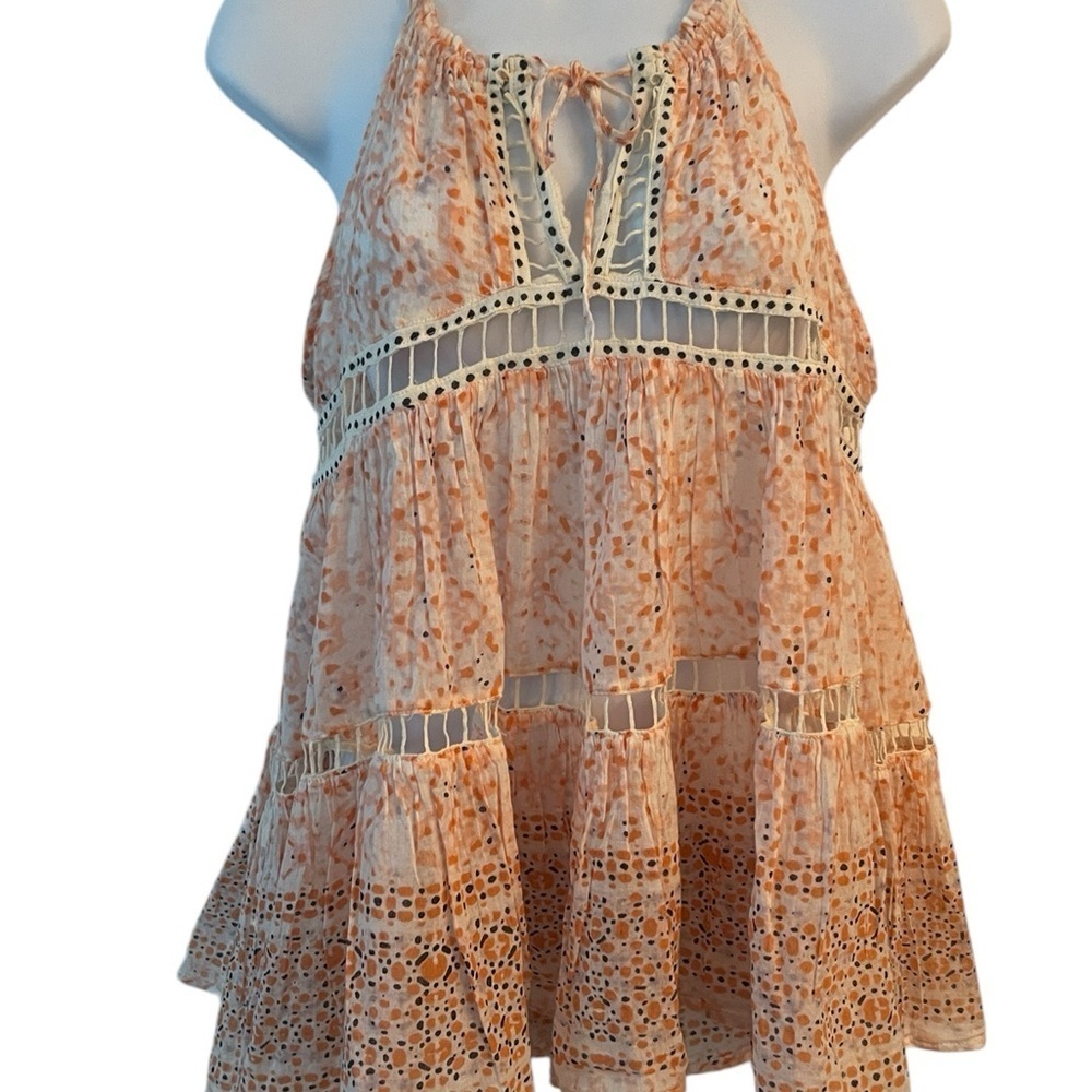 Free People Essaouira Babydoll Tank Top XS Boho Romantic Cottagecore Cotton Lace - Picture 9 of 10